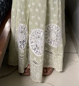 Elegant pista color Chikankari Gown XL size