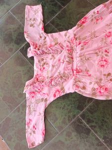 Pink Floral Tiered Maxi Dress