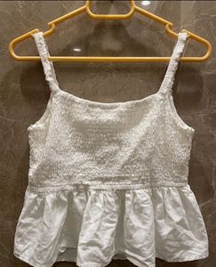 summer White frill sleeveless Top