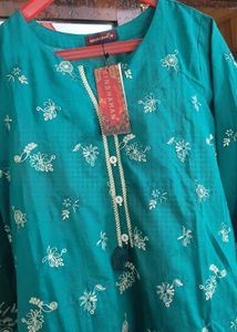 Binshan Teal Embroidered Kurta Set
