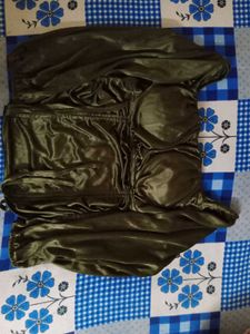 Olive Green Ruched Top