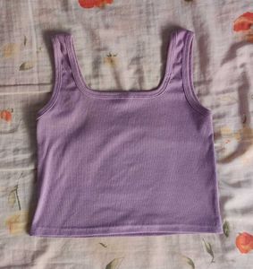 Lavender Ribbed Crop Tank Top