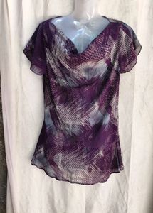 Chic Purple Print Flowy Top