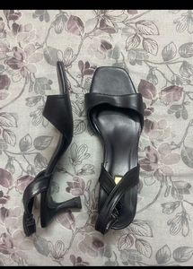 Black Open-Toe Slingback Heels