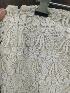 Cream Lace Mini Skirt