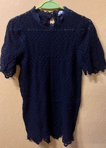 Black Textured Sleeve Top