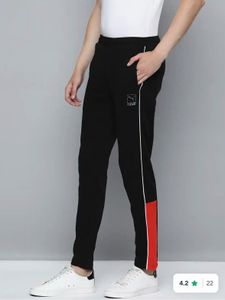 Puma Black Track Pants with Red Stripe