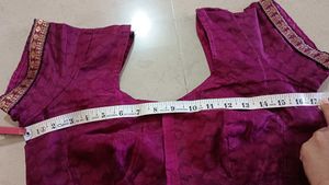 Magenta Silk Blouse with Border