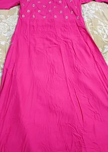 New Stunning Pink Embroidered Floor Length kurta