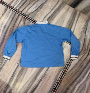 Blue Long Sleeve Collared Top