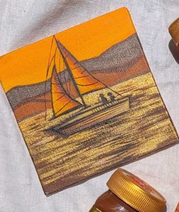 Mini Canvas Sailboat Painting