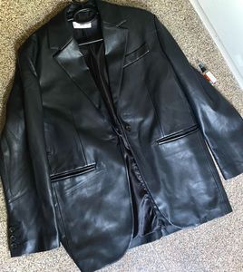 Mango oversize leather jacket