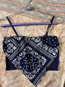 Navy Bandana Crop Top