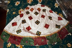 White Cotton Skirt with Diamond Print