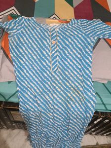 Blue Striped Cotton Kurta