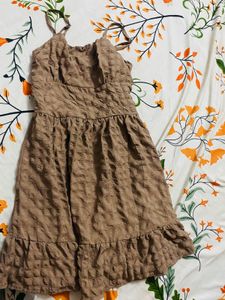 Brown Textured Mini Dress