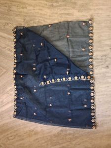 Elegant Navy Blue Organza Dupatta