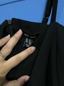 Embroidered Black Spaghetti Strap Dress
