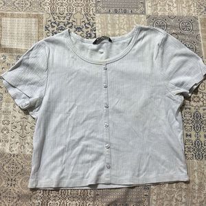 baby blue ripped Henley  button up