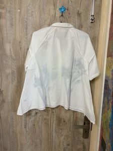 White Floral Print Button-Up Shirt