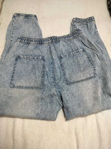 Light Wash Denim Jogger Pants