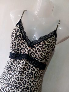 Leopard Print Lace Slip Dress