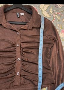 Brown Button-Down Top