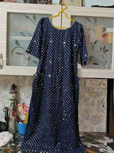 Elegant Navy Blue mirror work Kurta&amp;dupatta