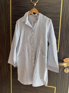 Striped Button-Up Tunic Top