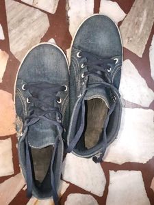 Denim Sneakers with Floral Patchwork
