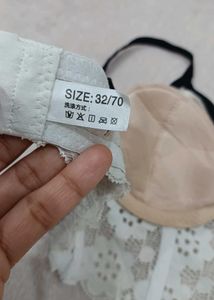 White Lace Bra with Black Straps