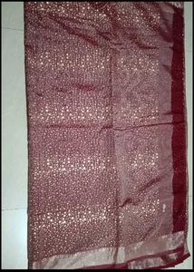 Elegant Maroon Saree with Silver Motifs