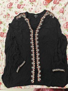Embroidered Black Top &amp; Floral to