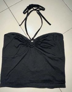Black Halter Neck Crop Top