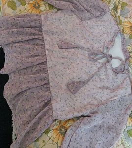 Soft Lavender Floral Ruffle Top