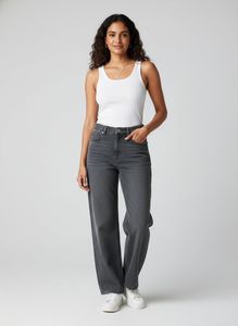 Grey Wide Leg Denim Jeans