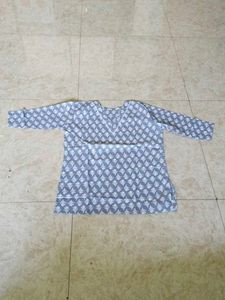 Blue & White Printed Kurti