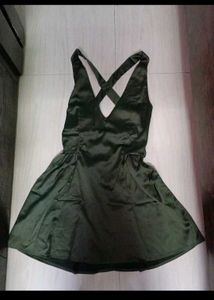 Olive Green Halter Neck Mini Dress