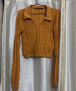 Yellow Knit-Textured light Sweater