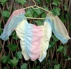 Sheer Sleeve Rainbow Ruched Top