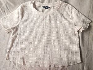 Crinkle Texture Cream Top
