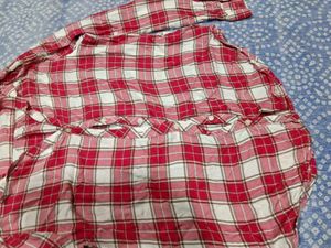 women s Red pink Plaid Button-Down Shirt dnmx