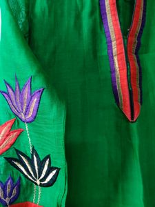 Green Embroidrery Anarkali Kurti