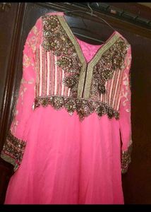 Pink Embroidered Anarkali kurta