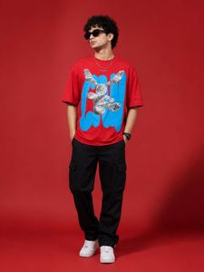 Red Graphic Print Oversized T-Shirt