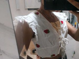 Cute Strawberry Print Korean Crop Top