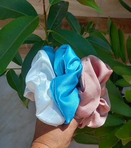 Three Large Size  Satin  Scrunchies