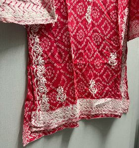 Lucknowi Chikankari Red Kurta