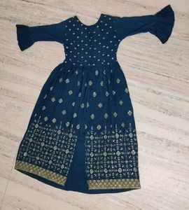 Elegant Teal Kurta with Golden Embellishments (two