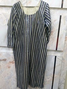 unused Striped Sequin Party Dress